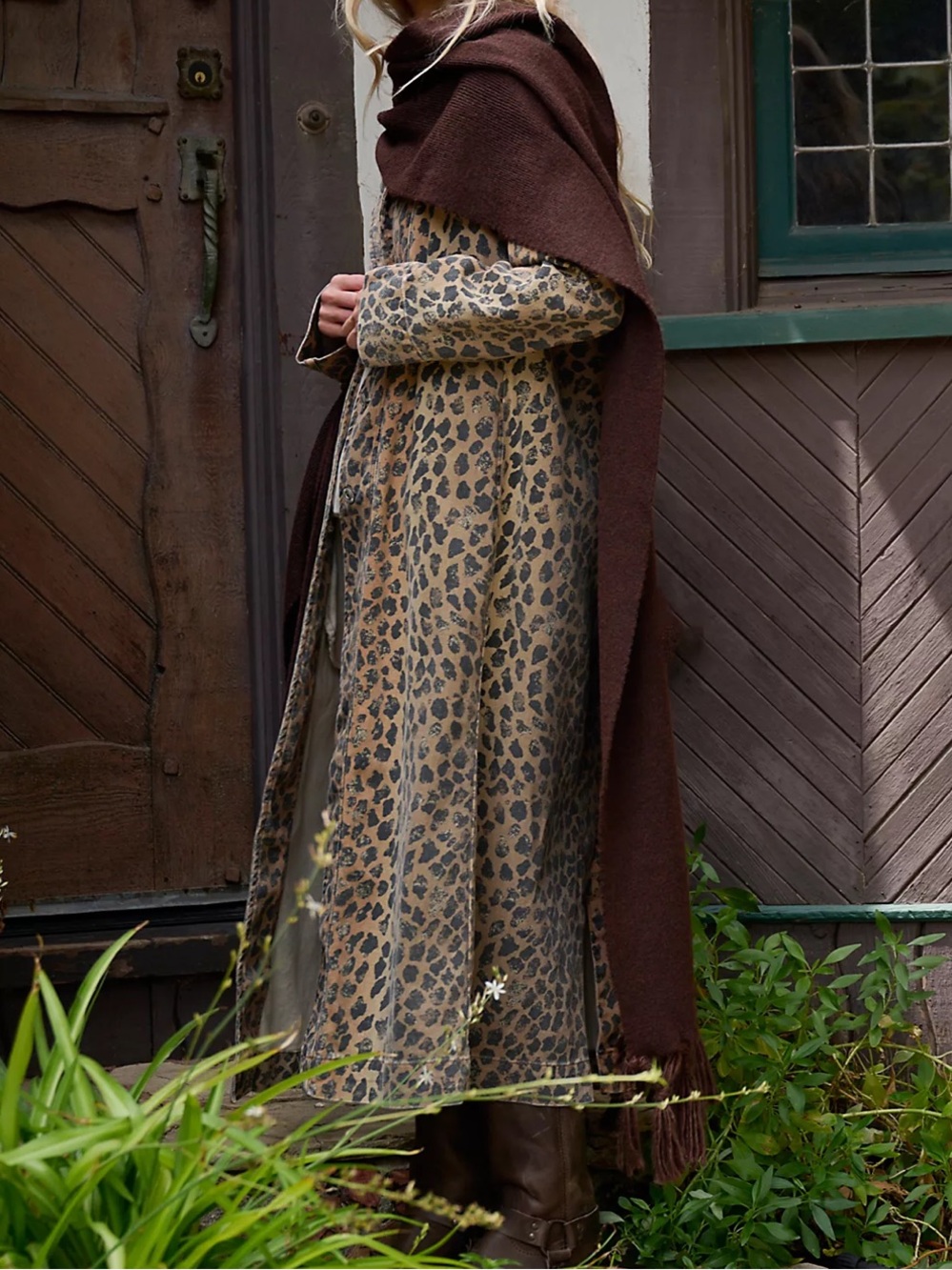 Free People Leopard Print Long Robe in Tan and Black - Picture 3 of 3